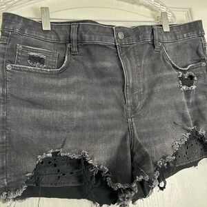 American Eagle Outfitters Charcoal Distressed Jean Shorts